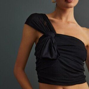 Anthropologie Maeve Tulle One Shoulder Top